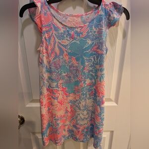 Lilly Pulitzer Kids Ella Blue and Pink Floral Dress Size Large (10/12)